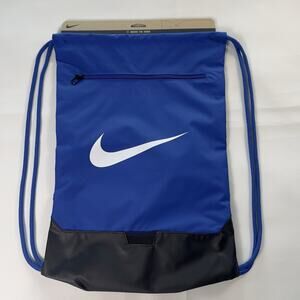 Nike Brasilia Drawstring Backpack Bag Training Gym Sports Walk Sack Blue Black